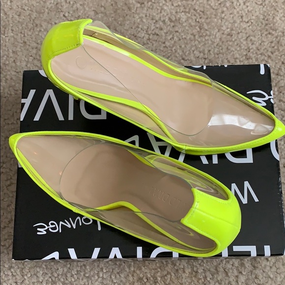 NWOT Neon Yellow/Clear Patent HEELS 👠 - Picture 8 of 8